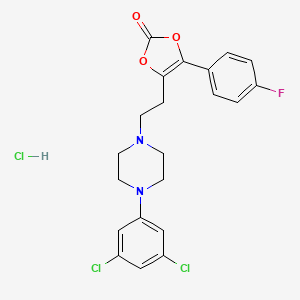 molecular formula C21H20Cl3FN2O3 B8759663 1,3-Dioxol-2-one, 4-(2-(4-(3,5-dichlorophenyl)-1-piperazinyl)ethyl)-5-(4-fluorophenyl)-, monohydrochloride CAS No. 71923-04-1