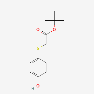 molecular formula C12H16O3S B8761690 Acetic acid, [(4-hydroxyphenyl)thio]-, 1,1-dimethylethyl ester CAS No. 135996-16-6