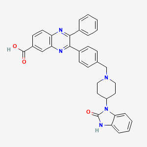 molecular formula C34H29N5O3 B8761746 3-(4-((4-(2-Oxo-2,3-dihydro-1H-benzo[D]imidazol-1-YL)piperidin-1-YL)methyl)phenyl)-2-phenylquinoxaline-6-carboxylic acid 
