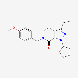 molecular formula C21H27N3O2 B8761910 1-Cyclopentyl-3-ethyl-6-[(4-methoxyphenyl)methyl]-1,4,5,6-tetrahydro-7H-pyrazolo[3,4-c]pyridin-7-one CAS No. 303752-11-6