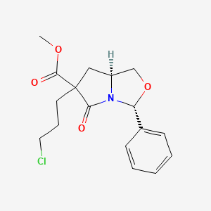 1H,3H-Pyrrolo[1,2-c]oxazole-6-carboxylic acid,6-(3-chloropropyl)tetrahydro-5-oxo-3-phenyl-,methyl ester,(3R,7aS)-