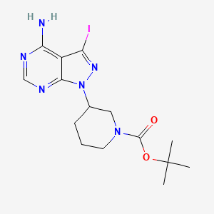 molecular formula C15H21IN6O2 B8762173 tert-butyl (3R)-3-{4-amino-3-iodo-1H-pyrazolo[3,4-d]pyrimidin-1-yl}piperidine-1-carboxylate 