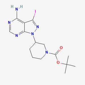 molecular formula C15H21IN6O2 B8762173 tert-butyl 3-(4-amino-3-iodo-1H-pyrazolo[3,4-d]pyrimidin-1-yl)-1-piperidinecarboxylate 
