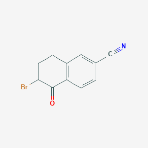 molecular formula C11H8BrNO B8763046 6-Bromo-5-oxo-5,6,7,8-tetrahydronaphthalene-2-carbonitrile 