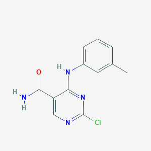 molecular formula C12H11ClN4O B8763235 2-Chloro-4-(m-tolylamino)pyrimidine-5-carboxamide CAS No. 643087-03-0