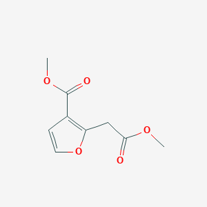 molecular formula C9H10O5 B8764411 Methyl 2-(2-methoxy-2-oxoethyl)-3-furoate 