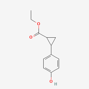 molecular formula C12H14O3 B8765326 Ethyl 2-(4-hydroxyphenyl)cyclopropane-1-carboxylate 