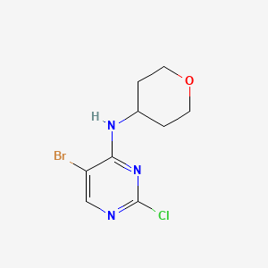 molecular formula C9H11BrClN3O B8765653 (5-Bromo-2-chloro-pyrimidine-4-yl)-(tetrahydro-pyran-4-yl)-amine 