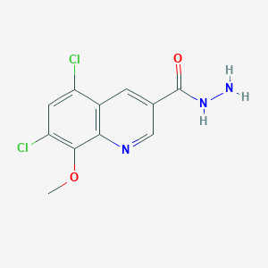 molecular formula C11H9Cl2N3O2 B8765688 5,7-Dichloro-8-methoxyquinoline-3-carbohydrazide CAS No. 648897-25-0
