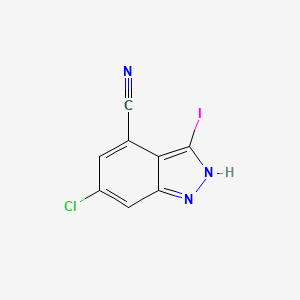 molecular formula C8H3ClIN3 B8765790 6-chloro-3-iodo-1H-indazole-4-carbonitrile 