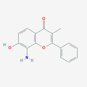 molecular formula C16H13NO3 B008766 8-Amino-7-hydroxy-3-methyl-2-phenylchromen-4-one CAS No. 110197-04-1