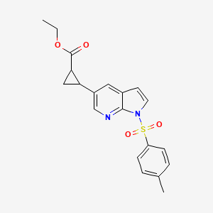 molecular formula C20H20N2O4S B8766341 Cyclopropanecarboxylic acid, 2-[1-[(4-methylphenyl)sulfonyl]-1H-pyrrolo[2,3-b]pyridin-5-yl]-, ethyl ester 