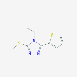 molecular formula C9H11N3S2 B8767077 4-ethyl-3-(methylthio)-5-(thiophen-2-yl)-4H-1,2,4-triazole 