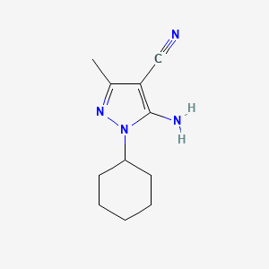 molecular formula C11H16N4 B8767085 5-Amino-1-cyclohexyl-3-methyl-1H-pyrazole-4-carbonitrile 