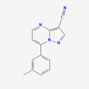 molecular formula C14H10N4 B8767193 7-(3-Methylphenyl)pyrazolo[1,5-a]pyrimidine-3-carbonitrile 