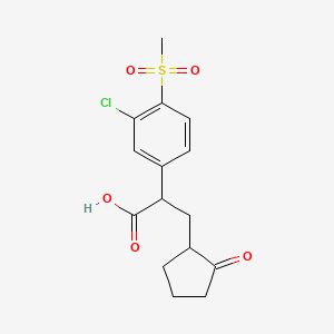 molecular formula C15H17ClO5S B8767450 2-(3-Chloro-4-methanesulfonyl-phenyl)-3-(2-oxo-cyclopentyl)-propionic acid CAS No. 625113-61-3