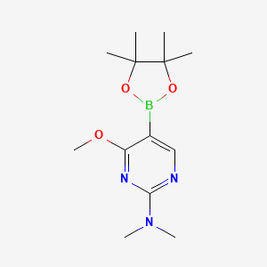molecular formula C13H22BN3O3 B8768638 4-Methoxy-N,N-dimethyl-5-(4,4,5,5-tetramethyl-1,3,2-dioxaborolan-2-YL)pyrimidin-2-amine 