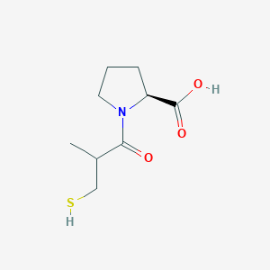 molecular formula C9H15NO3S B8768991 1-(2-Methyl-3-sulfanylpropanoyl)-L-proline CAS No. 64838-54-6