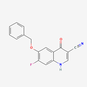 molecular formula C17H11FN2O2 B8769252 3-Quinolinecarbonitrile, 7-fluoro-4-hydroxy-6-(phenylmethoxy)- 