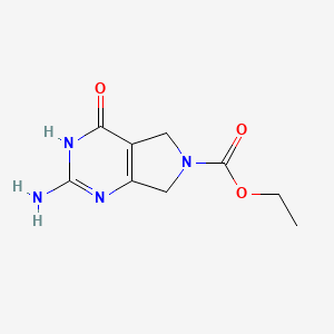 molecular formula C9H12N4O3 B8769626 ethyl 2-amino-4-oxo-5,7-dihydro-3H-pyrrolo[3,4-d]pyrimidine-6(4H)-carboxylate 