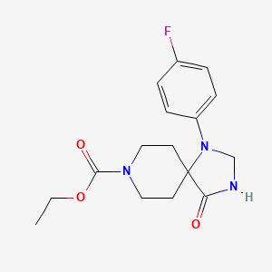 molecular formula C16H20FN3O3 B8769966 Ethyl 1-(4-fluorophenyl)-4-oxo-1,3,8-triazaspiro[4.5]decane-8-carboxylate CAS No. 80912-42-1