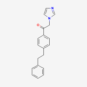 molecular formula C19H18N2O B8770387 Acetophenone, 2-(1-imidazolyl)-4'-phenethyl- CAS No. 73931-88-1