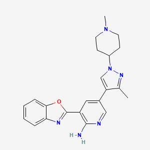molecular formula C22H24N6O B8770832 2-Pyridinamine, 3-(2-benzoxazolyl)-5-[3-methyl-1-(1-methyl-4-piperidinyl)-1H-pyrazol-4-yl]- 