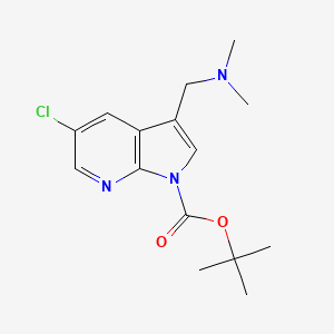 molecular formula C15H20ClN3O2 B8771416 1H-Pyrrolo[2,3-b]pyridine-1-carboxylic acid, 5-chloro-3-[(dimethylamino)methyl]-, 1,1-dimethylethyl ester 