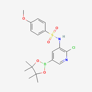 molecular formula C18H22BClN2O5S B8771496 N-[2-Chloro-5-(4,4,5,5-tetramethyl-1,3,2-dioxaborolan-2-YL)pyridin-3-YL]-4-methoxybenzenesulfonamide CAS No. 1112983-23-9