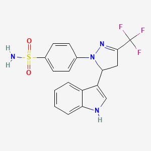 4-[3-(1H-indol-3-yl)-5-(trifluoromethyl)-3,4-dihydropyrazol-2-yl]benzenesulfonamide