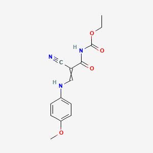 molecular formula C14H15N3O4 B8771759 ETHYL N-(2-CYANO-2-{[(4-METHOXYPHENYL)AMINO]METHYLIDENE}ACETYL)CARBAMATE 