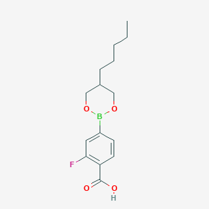 molecular formula C15H20BFO4 B8772554 2-fluoro-4-(5-pentyl-1,3,2-dioxaborinan-2-yl)benzoic Acid CAS No. 120153-11-9