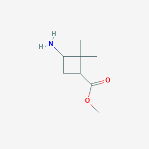 molecular formula C8H15NO2 B8772725 Methyl 3-amino-2,2-dimethylcyclobutane-1-carboxylate 