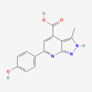 molecular formula C14H11N3O3 B8772976 6-(4-Hydroxy-phenyl)-3-methyl-1H-pyrazolo[3,4-b]pyridine-4-carboxylic acid 