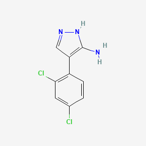 molecular formula C9H7Cl2N3 B8772994 3-Amino-4-(2,4-dichlorophenyl)pyrazole 