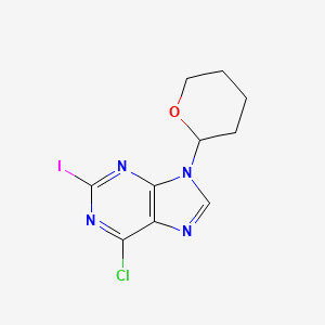 molecular formula C10H10ClIN4O B8773070 6-Chloro-2-iodo-9-(tetrahydro-2H-pyran-2-yl)-9H-purine 