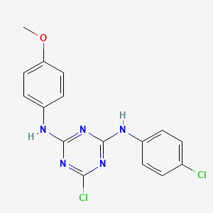 molecular formula C16H13Cl2N5O B8773095 N-[4-CHLORO-6-(4-CHLOROANILINO)-1,3,5-TRIAZIN-2-YL]-N-(4-METHOXYPHENYL)AMINE 
