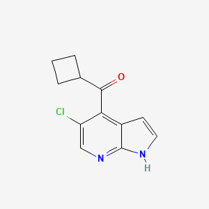 molecular formula C12H11ClN2O B8773237 Methanone, (5-chloro-1H-pyrrolo[2,3-b]pyridin-4-yl)cyclobutyl- 