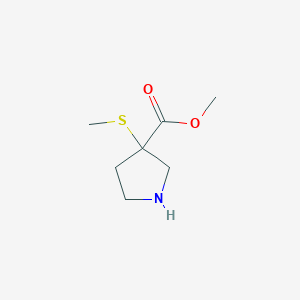 molecular formula C7H13NO2S B8773251 Methyl 3-(methylthio)pyrrolidine-3-carboxylate 