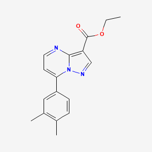 molecular formula C17H17N3O2 B8773562 Ethyl 7-(3,4-dimethylphenyl)pyrazolo[1,5-a]pyrimidine-3-carboxylate 