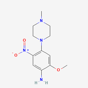 molecular formula C12H18N4O3 B8773575 2-Methoxy-4-(4-methylpiperazin-1-yl)-5-nitroaniline 