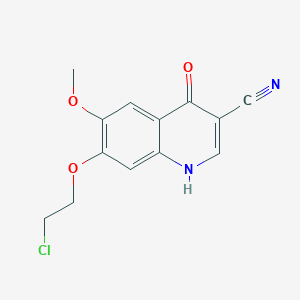 molecular formula C13H11ClN2O3 B8774166 3-Quinolinecarbonitrile, 7-(2-chloroethoxy)-4-hydroxy-6-methoxy- CAS No. 214470-61-8