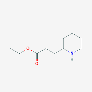 molecular formula C10H19NO2 B8774319 Ethyl 3-(piperidin-2-YL)propanoate 
