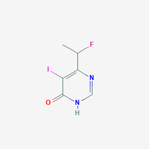 molecular formula C6H6FIN2O B8774723 6-(1-Fluoroethyl)-5-iodo-4-pyrimidone CAS No. 438449-92-4