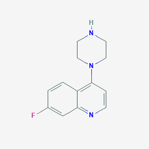 molecular formula C13H14FN3 B8774808 7-Fluoro-4-(1-piperazinyl)quinoline 