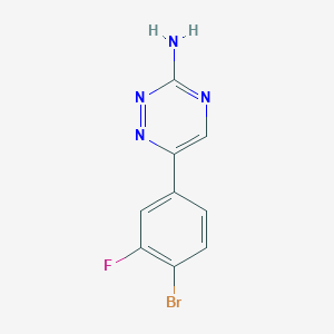 molecular formula C9H6BrFN4 B8775070 6-(4-Bromo-3-fluorophenyl)-1,2,4-triazin-3-amine 
