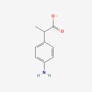 molecular formula C9H10NO2- B8775624 2-(4-Aminophenyl)propanoate 