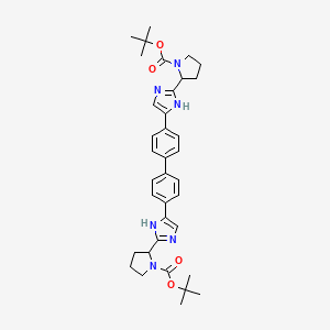 molecular formula C36H44N6O4 B8775782 Bis(2-methyl-2-propanyl) 2,2'-[4,4'-biphenyldiylbis(1H-imidazole-4,2-diyl)]di(1-pyrrolidinecarboxylate) 