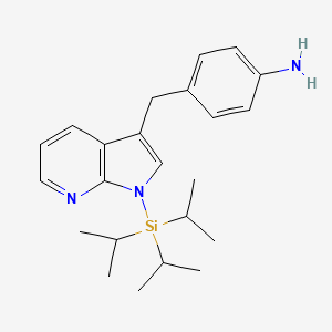 molecular formula C23H33N3Si B8776511 4-((1-(triisopropylsilyl)-1H-pyrrolo[2,3-b]pyridin-3-yl)methyl)benzenamine 