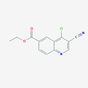 molecular formula C13H9ClN2O2 B8776647 6-Quinolinecarboxylic acid, 4-chloro-3-cyano-, ethyl ester 